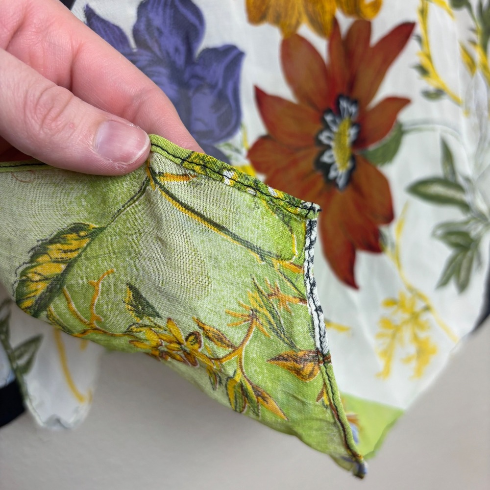 Vintage 90s Patchwork Floral Blouse Sheer Button Top Womens Small S Cottage Boho - Picture 14 of 16